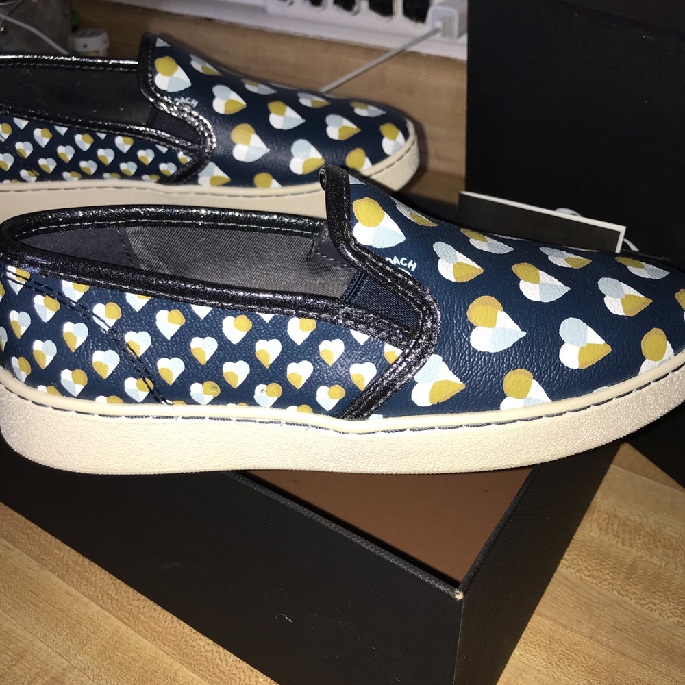 Coach Shoes/ Size:5.5 B/ Style Name: C117 Slip On Hearts Color: Midnight Navy